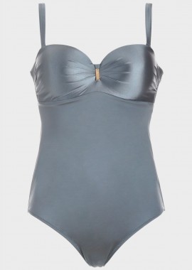 gsecret - Ολόσωμο μαγιο μεταλιζέ strapless. Καλύπτει C-D Cup ΓΚΡΙ