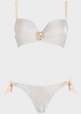 Σετ bikini δετό slip χρυσό διακοσμητικό. Καλύπτει B-C Cup ΜΠΕΖ