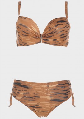 gsecret - Βikini animal print ψηλόμεσο. Kαλύπτει D Cup MARRON