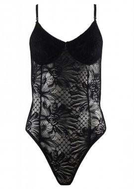 Κορμάκι sexy ελαστική δαντέλα χωρίς μπανέλα. Sensual Collection ΜΑΥΡΟ