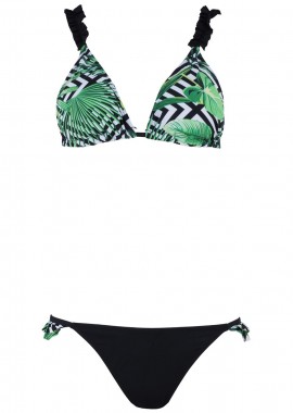 Γυναικείο σέτ μπικίνι ελαφριά ενίσχυση bikini-brazillian. Καλύπττει B cup ΜΑΥΡΟ