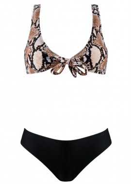 gsecret - Γυναικείο set bikini μπροστινό δέσιμο αποσπώμενη ενίσχυση slip κανονικό. Καλύπτει B Cup SNAKE