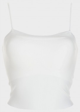 gsecret - Crop top μονόχρωμο ελαστικό. ΛΕΥΚΟ