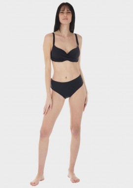 gsecret - Γυναικείο σετ μαγιό bikini μονόχρωμο ενσωματωμένη ενίσχυση slip κανονική γραμμή.Καλύπτει B-C CUP ΜΑΥΡΟ