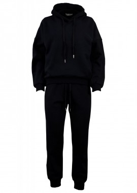 Γυναικείο set φόρμα φούτερ μπλούζα κουκούλα & παντελόνι. Fitness Collection ΜΑΥΡΟ