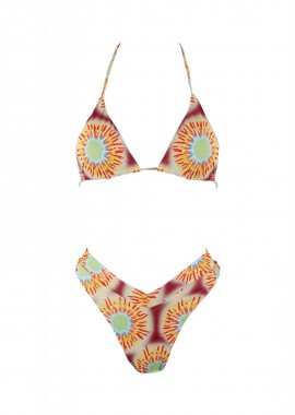 gsecret - Γυναικείο set bikini all print bra τρίγωνο αποσπώμενη ενίσχυση slip brazil ψηλόμεσο ΚΙΤΡΙΝΟ