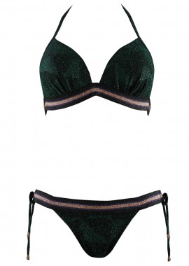 Γυναικείο μαγιό τρίγωνο ενίσχυση bikini δετό παρτό. Καλύπτει B & C cup. ΠΡΑΣΙΝΟ