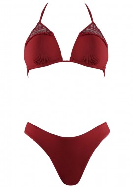 gsecret - Σέτ μαγιό ενισχυμένο τρίγωνο bikini κανονική γραμμή. Καλύπτει B cup ΜΠΟΡΝΤΩ