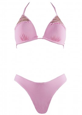 gsecret - Σέτ μαγιό ενισχυμένο τρίγωνο bikini κανονική γραμμή. Καλύπτει B cup ΡΟΖ