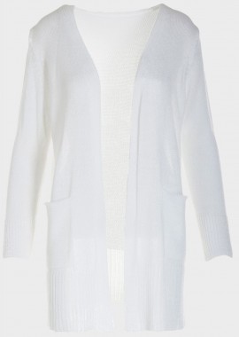 Ζακέτα γυναικεία λεπτή πλέξη μονόχρωμη ΛΕΥΚΟ