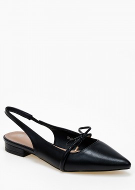 Issue - Ballet shoes μυτερά εξώφτερνα με φιόγκο - Μαύρο