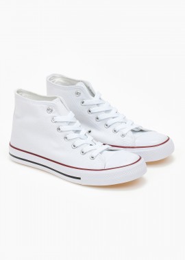 Basic ψηλά sneakers πάνινα - Λευκό