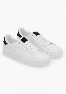 Basic sneakers με κορδόνια - Μαύρο