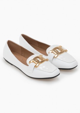 Issue - Loafers με μεταλλικό διακοσμητικό και εύκαμπτη σόλα - Λευκό