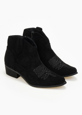 Issue - Suede cowboy μποτάκια - Μαύρο