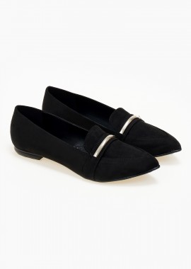 Issue - Μυτερά loafers με διακοσμητική αγκράφα - Μαύρο