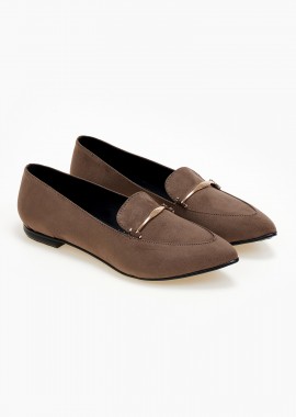 Issue - Μυτερά καστόρινα loafers με μεταλλική λεπτομέρεια - Πούρο