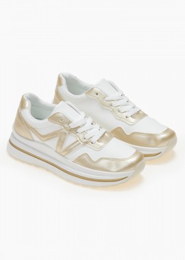 Sneakers με συνδυασμό υλικών - Χρυσό