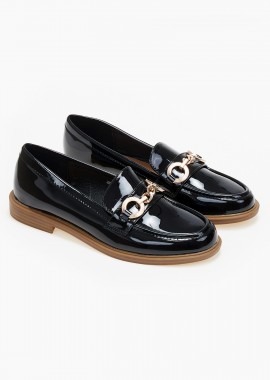 Issue - Loafers λουστρίνι με διακοσμητική αγκράφα - Μαύρο