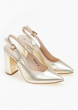 Issue - Εξώφτερνες γόβες με χοντρό τακούνι - Χρυσό