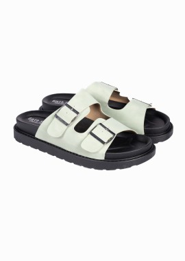 Σανδάλια flatform με suede υφή - Πράσινο