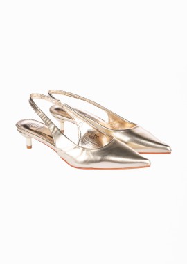 Issue - Χαμηλές slingback γόβες με λεπτό τακούνι - Χρυσό