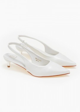 Issue - Χαμηλές slingback γόβες με λεπτό τακούνι - Λευκό