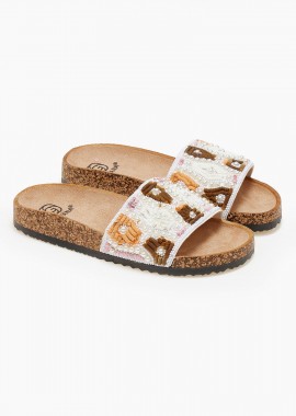 Σανδάλια flatform με boho σχέδιο - Λευκό