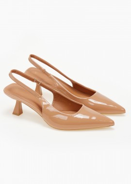 Issue - Slingback μυτερές γόβες λουστρίνι - Μπεζ