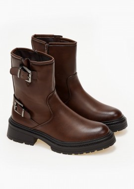 Issue - Biker boots με αγκράφες - Καφέ