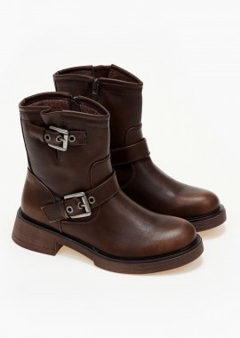 Issue - Biker boots με αγκράφες - Κάμελ