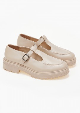 Issue - Loafers με μπαρέτα και διακοσμητικό γαζί - Μπεζ