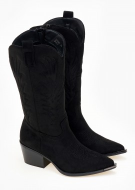 Issue - Μπότες cowboy με suede υφή - Μαύρο