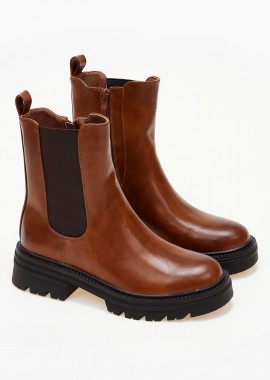Issue - Biker boots με λάστιχο στο πλάι - Κάμελ