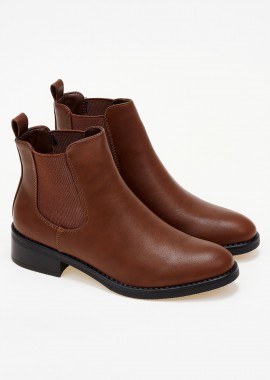 Issue - Χαμηλά ankle boots με λάστιχο - Κάμελ