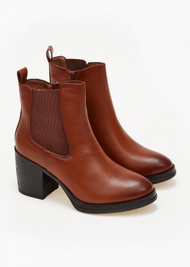 Issue - Ankle boots με χοντρό τακούνι - Κάμελ