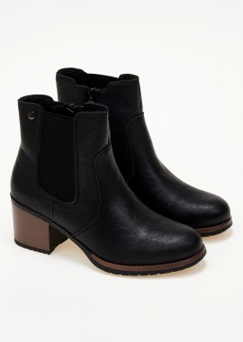 Issue - Ankle boots με χοντρό τακούνι και λάστιχο - Μαύρο