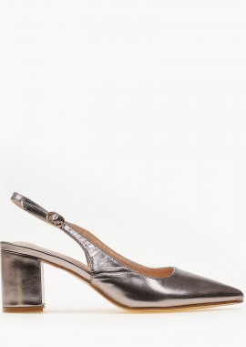 Issue - Open heel μυτερές γόβες με χοντρό τακούνι - Γκρι