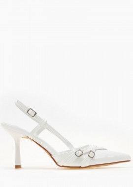 Γόβες slingback με χιαστί λουράκια - Λευκό