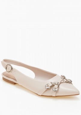 Issue - Ballet shoes μυτερά εξώφτερνα με αγκράφες - Μπεζ