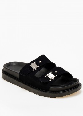 Issue - Σανδάλια flatform με suede φάσες - Μαύρο