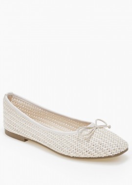 Issue - Ballet shoes με ψάθινο πλεκτό σχέδιο και φιογκάκι - Μπεζ