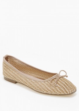 Issue - Ballet shoes με ψάθινο πλεκτό σχέδιο και φιογκάκι - Πούρο