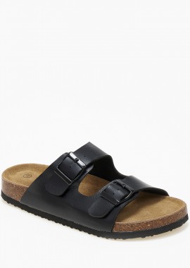 Γυναικεία σανδάλια flatform με ρυθμιζόμενα ζωνάκια και αγκράφες - Μαύρο