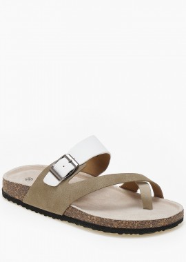 Σανδάλια flatform με suede υφή - Λευκό