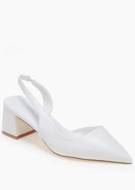 Issue - Open heel χαμηλές γόβες με χοντρό τακούνι - Λευκό