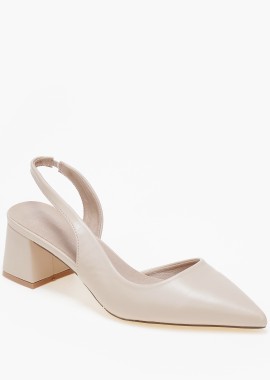Issue - Open heel χαμηλές γόβες με χοντρό τακούνι - Μπεζ