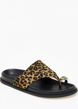 Issue - Σανδάλια flatform με suede υφή και toe ring - Λεοπάρ