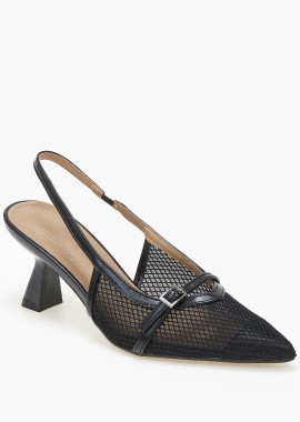 Issue - Μυτερές slingback γόβες με δίχτυ - Μαύρο