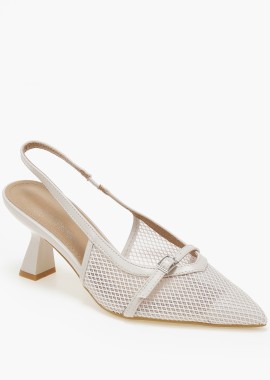 Issue - Μυτερές slingback γόβες με δίχτυ - Μπεζ
